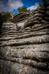 Rock formations with curious shapes in the Torcal de Antequera in the province of Malaga