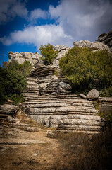 Rock formations with curious shapes in the Torcal de Antequera in the province of Malaga