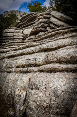 Rock formations with curious shapes in the Torcal de Antequera in the province of Malaga