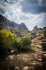 Rock formations with curious shapes in the Torcal de Antequera in the province of Malaga
