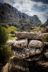Rock formations with curious shapes in the Torcal de Antequera in the province of Malaga