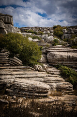 Rock formations with curious shapes in the Torcal de Antequera in the province of Malaga
