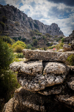 Rock formations with curious shapes in the Torcal de Antequera in the province of Malaga