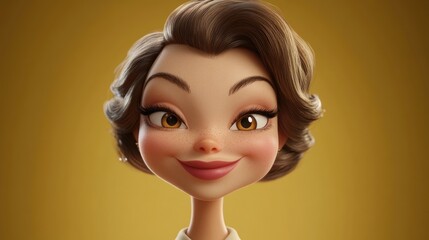 Cheerful elegant lady resembling a Hollywood star smiling against a khaki background perfect for fashion or promotional content