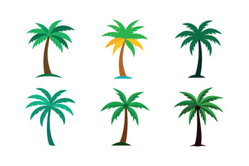 palm trees set on a white background 