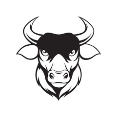 cow illustration, bull head icon on a white background 