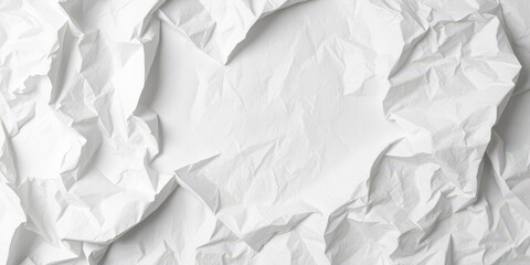 Obraz premium Crumpled white paper with sharp creases and folds, casting shadows, texture, texture