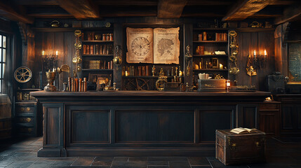 pirate, hideout, bar, entrance, cool, suspicious, atmosphere, friends, gathering, meal, Restaurant, Illustration, Art, Cartoon, Watercolor, Night, Street, City, Lights, Architecture, Old, Building, 