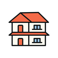 Two story house building icon vector design templates simple and modern