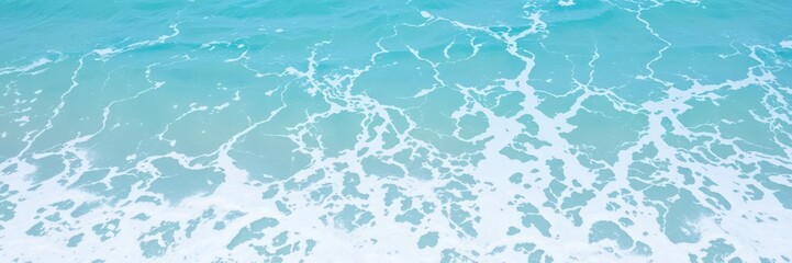 Gorgeous blue turquoise ocean water with white foam and waves, sea, ocean