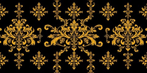 Intricate seamless golden floral wallpaper with luxurious design and texture, exclusive, opulent