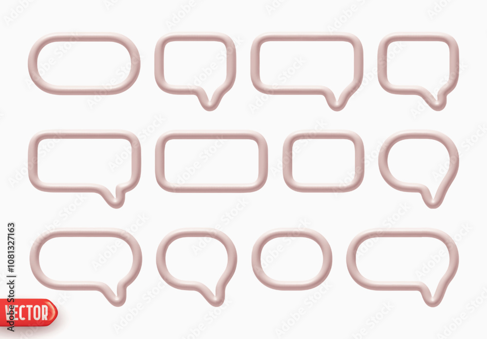 Poster speech bubbles. minimal set of chat dialog bubble line icons. realistic 3d design isolated on white 
