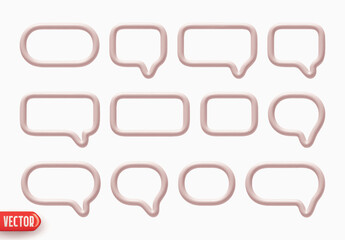 Speech bubbles. Minimal set of chat dialog bubble line Icons. Realistic 3d design isolated on white background. Vector illustration
