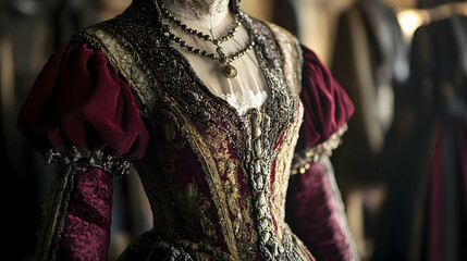 Tudor era attire with luxurious