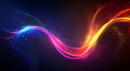 Obraz premium A vibrant abstract design with swirling streaks of red, orange, yellow, and blue light on a dark background