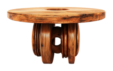 Wooden tabletop with autumn leaves on a transparent background. isolated background.