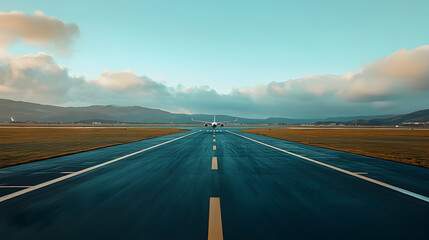 Fototapeta premium Airplane on runway ready for