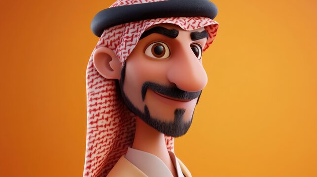Handsome Saudi Arabian man in traditional thwab professional studio portrait showcasing cultural attire and elegance