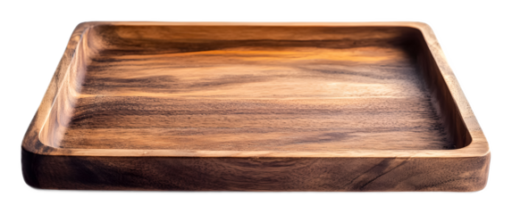 A wooden tray, isolated on a white background