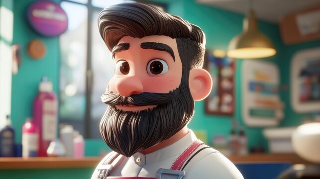 Barber with a beard showcasing his skills in a modern barbershop capturing the essence of grooming expertise