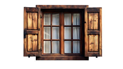 Obraz premium Wooden window on a transparent background. isolated background.
