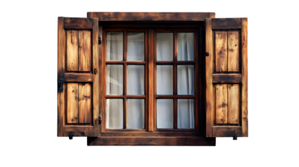 Wooden window on a transparent background. isolated background.