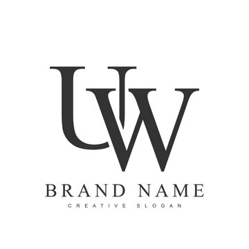 UW trendy logotype template. Initial letter u and w classic font style. Creative logo for company name or identity.