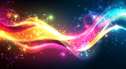 Obraz premium A vibrant abstract background with swirling colorful lights and glitter, creating a dynamic and energetic feel