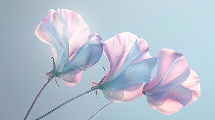 A serene composition of delicate, pastel-hued flowers against a soft background.