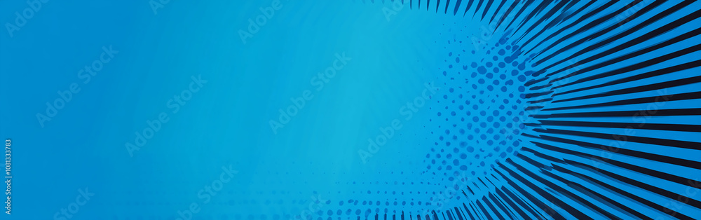 Poster A blue abstract pattern with a textured background and black lines radiating from the center