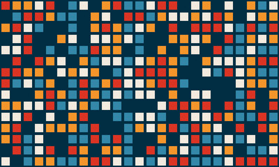 Elegant mosaic tile pattern with vibrant colours. Perfect for textile, decorative covers, or modern graphic design with structured and symmetrical appeal.