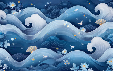  The classical traditional Chinese element wave texture art background