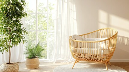 Fototapeta premium Cozy Nursery with Natural Light and Minimalist Design