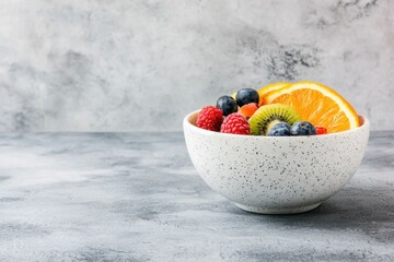 Fresh fruit bowl kitchen counter food photography modern environment close-up view healthy lifestyle