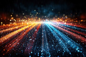 Obraz premium Radiant light show abstract space digital art dark environment dynamic perspective visual concept