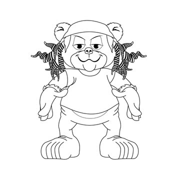 Teddy Bear with Skully Cap and Dreadlocks