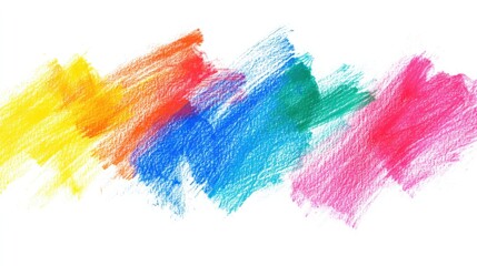 Abstract Crayon Strokes in Yellow, Orange, Red, Blue, Green, and Pink