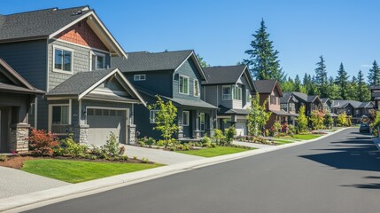 Quiet Suburban Street with Modern Houses
