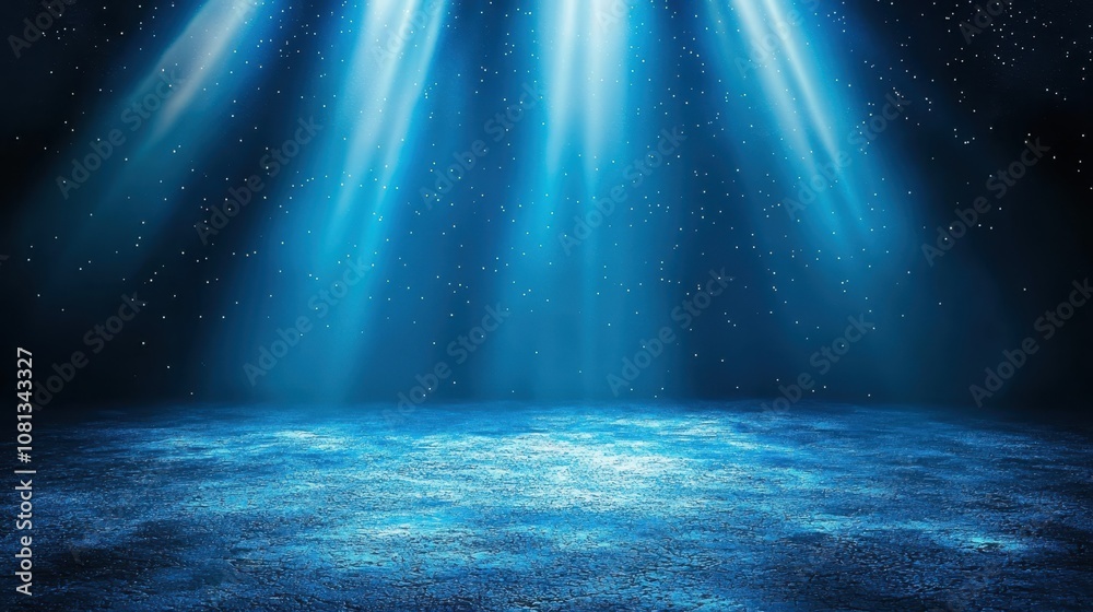 Wall mural abstract blue background with subtle light beams, creating a soft, calming effect.