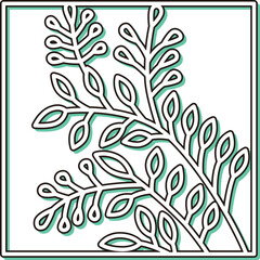 カラーシャドウ正方形シンプル花札　文月　萩　7月　萩のカス