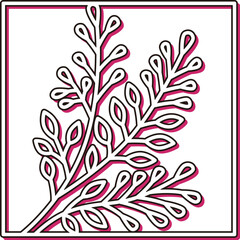 カラーシャドウ正方形シンプル花札　文月　萩　7月　萩のカス