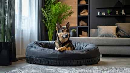 Cozy Dog in Modern Living Room Setting
