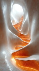 A surreal, winding pathway illuminated by soft, warm light.