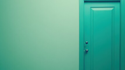 Fototapeta premium A vibrant turquoise door against a matching wall.