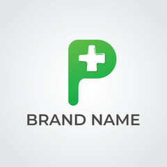 Obraz premium P Pharmacy Logo Design Vector Template