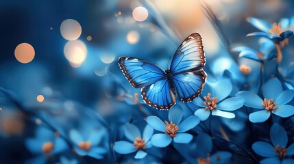 Soft blue background with light bokeh effects, adding depth and elegance.