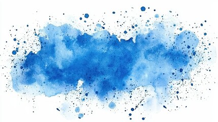 Soft blue watercolor background with splattered paint effects, adding depth and texture.