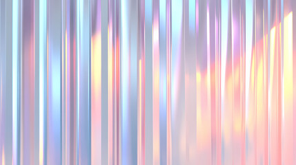 Iridescent silver vaporwave background texture featuring trendy pearlescent pastel rainbow prism effect with corrugated ribbed privacy glass refraction in 3d rendering. Luminescent. Illustration