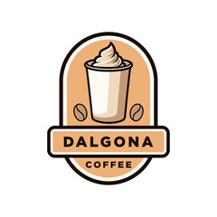 Dalgona coffee logo design vector illustration template