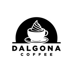 Dalgona coffee logo vector illustration black and white